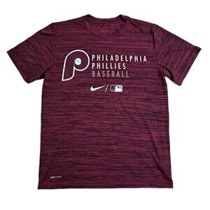 Philadelphia Phillies Nike Dri Fit Shirt Mens Medium Red Maroon Retro Tshirt Tee